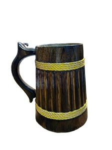 แก้วเบียร์ทำจากไม้แนวรัสติกแบบ2025ถ้วยดื่มด้วยมือสำหรับตกแต่งบาร์บ้านงานหัตถกรรมของขวัญขายส่ง MOQ 20 - Product Image 3