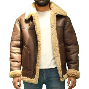 High Quality Custom Unisex Faux <b>Shearling</b> Sheep Leather Summer Waterproof Breathable Eco-Friendly Sherpa Lined Aviator <b>Jacket</b> - Product Image 2