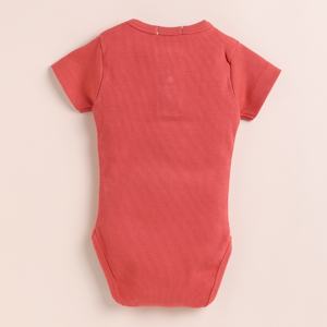 บอดี้สูทแขนสั้นทำจากไม้ไผ่อีลาสเทนออร์แกนิกชุดชั้นในเด็กสีเบอร์รี่ - Product Image 2