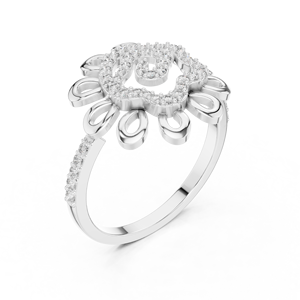 Anillo de Diamantes Redondos Cultivados en Laboratorio SUNBURST FLORAL, Chapado en Rodio, para Mujer, Juego de Anillos de Oro Amarillo de 18 Quilates, para Compromiso, Fiesta, Boda, Evento Glamuroso - Product Image 5