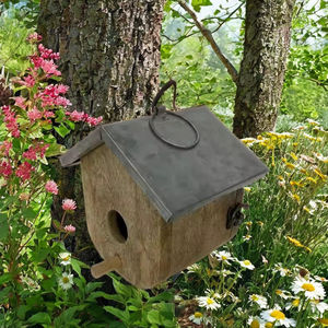 Nichoir moderne en métal et en bois avec finition naturelle et installation facile - Product Image 3