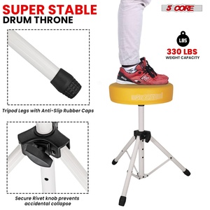 5-Core Drum Throne with <b>3</b>-Inch Padded Seat Adjustable Drumming Chair for Practice and Performance - Product Image 6