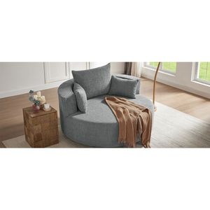 Poltrona Girevole a 360 Gradi con 3 Cuscini Rimovibili, Sedia Rotonda per Soggiorno, Camera da Letto, Ufficio - Product Image 6