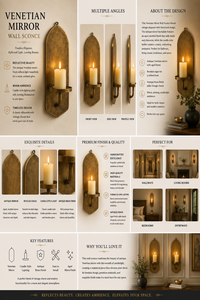 Juego de 2 Apliques de Pared de Latón Antiguo, Portavelas Geométricos, Diseño Decorativo Tradicional para Colgar - Product Image 2