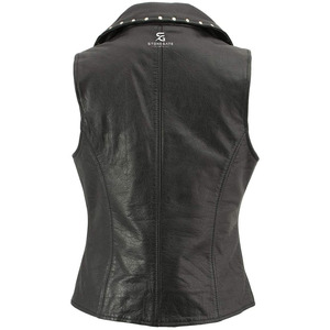 <b>Women</b> Leather Vintage Biker Motorcycle Vest Slim Fit Sleeveless <b>Waistcoat</b> Stylish V Neck Outerwear Windproof Casual Fashion - Product Image 3