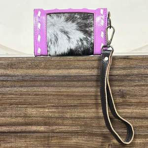 Porte-monnaie en cuir de vachette à motif à carreaux tendance, fait à la main, petit étui pour cartes, portefeuille de luxe pour femmes - Product Image 5