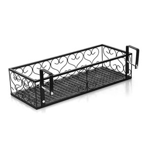 Metal Modern Rust Resistant <b>Hanging</b> Railing Planter Shelf Square Plant Basket Flower Pot Holder Indoor Outdoor Balcony <b>Garden</b> - Product Image 5
