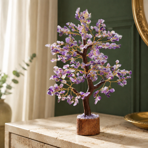 SOULWISE - Árbol Tallado a Mano con Cristal de Amatista Natural, Feng Shui, Decoración para el Hogar, Regalo de Maharashtra - Product Image 4