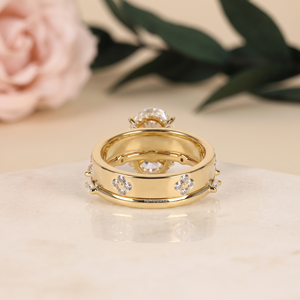 925 Sterling Silver Oval Cut Moissanite Open <b>Ring</b> <b>Set</b> with Clover Pave Band Luxury Fine Jewelry <b>for</b> <b>Women</b> Custom Wholesale Gifts - Product Image 4
