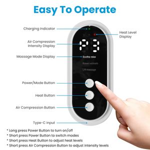 Massaggiatore per Gambe Senza Fili con Funzione di Riscaldamento, Compressione d'Aria a 3 Modalità per Cosce, Ginocchia e Polpacci, per Alleviare il Dolore - Product Image 5