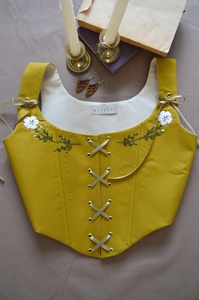 Nouvel Arrivage Haut Corset Renaissance Brodé Imprimé avec Baleines Style Cottage Core 100% Coton Écologique Vintage - Product Image 5