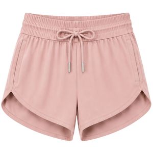 Shorts de sport pour femmes rose poudré, taille élastique avec cordon de serrage, pour la course, la gym, l'entraînement, les tenues décontractées et actives, fournisseur OEM personnalisé - Product Image 1