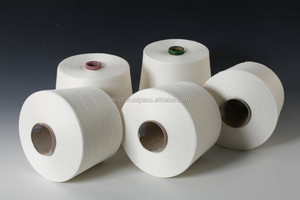 Fil de polyester 100% NE 24s/1 en gros pour le tissage en Inde, fil slub antibactérien, écologique, durable et respirant - Product Image 2