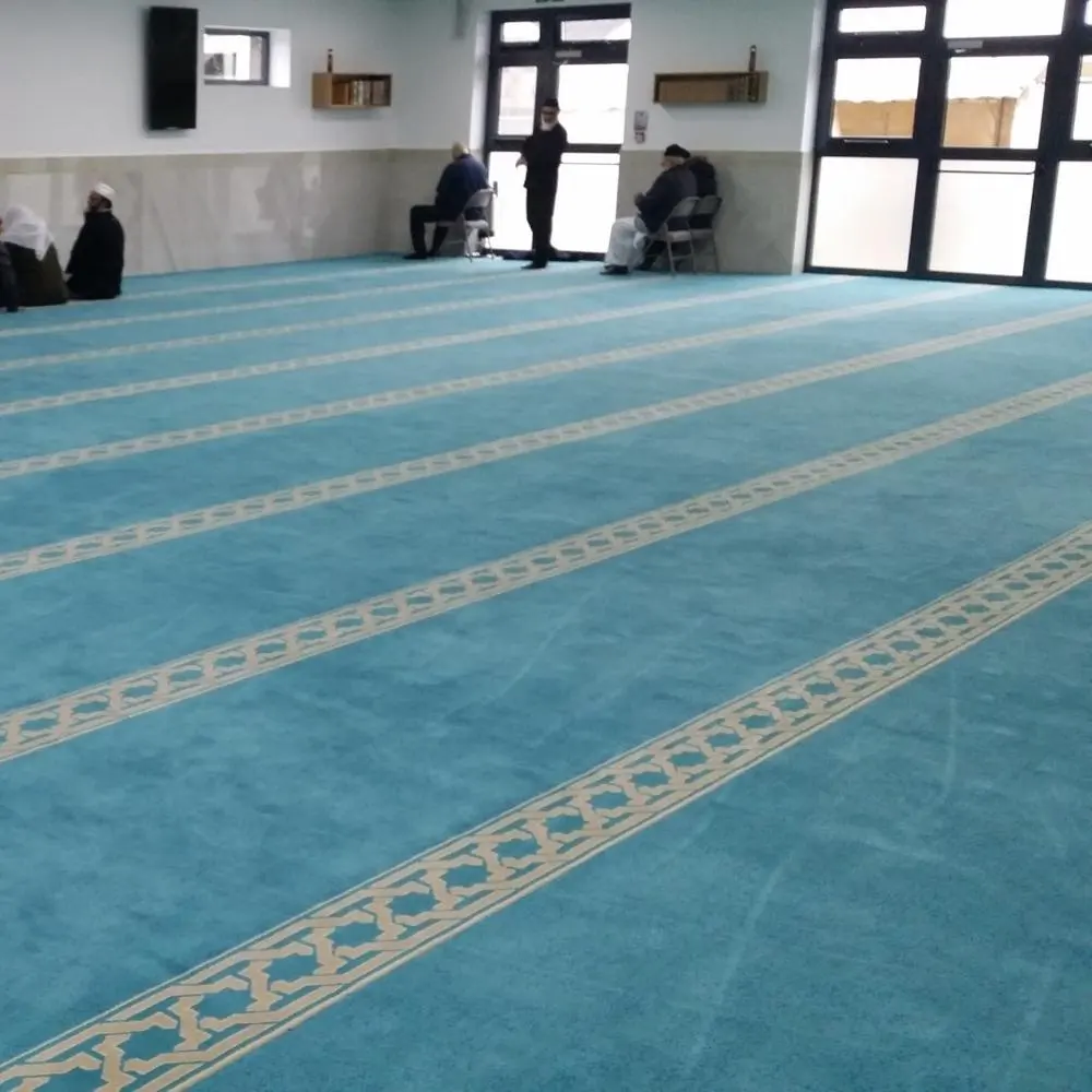 Karpet berkualitas tinggi desain Harga roll masjid Biru dan karpet masjid