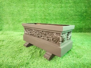 Jardinera Rectangular de FRP con Diseño Floral Tallado a Mano, Estilo Clásico, Maceta para Plantas de Jardín Exterior - Product Image 1
