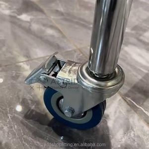 Carrito de Exhibición de Ropa Moderno de Acero Inoxidable Cromado con Ruedas, para Sombreros, Bufandas, Pantalones y Ropa, para Tiendas de Ropa - Product Image 6