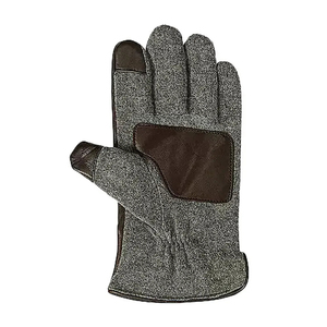 Men's <b>Equestrian</b> Riding Gloves Grey Textile With Leather Palm Grip Solid Color Regular Fit - Product Image 5