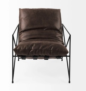 Modern Metal Frame Living Room Chair with Brown Cushion Minimalist Design Leisure <b>Armchair</b> for Home Furniture - Product Image 2