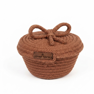 Nouveaux articles : élégant panier-cadeau en coton pour le Ramadan, forme ronde avec détail nœud, fait main au Vietnam, pour la collection Ramadan Kareem - Product Image 3
