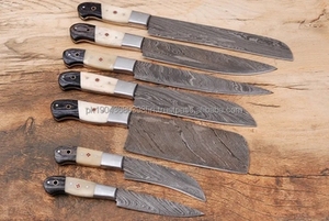 Ensemble de couteaux de cuisine professionnels en acier inoxydable Steel Craft International, 7 pièces, manche en bois écologique, outils de découpe et de cuisson - Product Image 2