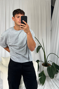 Urban Style Boxy Fit Men's shirts 100% Cotton Cropped Oversized Tee Custom Logo Printing <b>Drop</b> Shoulder Wholesale OEM Supplier - Product Image 3