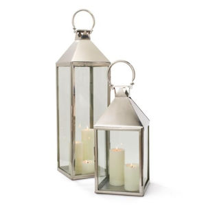 Farol de metal y vidrio de último diseño con acabado plateado para decoración de iluminación del hogar, bodas y Navidad, faroles de pie. - Product Image 1