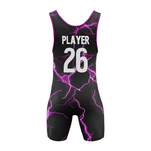 Wrestling <b>Singlet</b> Men's One-Piece Sublimation Print Fitted Quick Dry Spandex Polyester Athletic Wear - Product Image 3