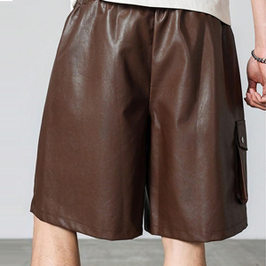 Pantalones Cortos de Cuero de Primera Calidad, Producto Profesional, Ropa Urbana, Logotipo Personalizado, Último Diseño de Moda, Pantalones Cortos de Cuero para Hombre - Product Image 2