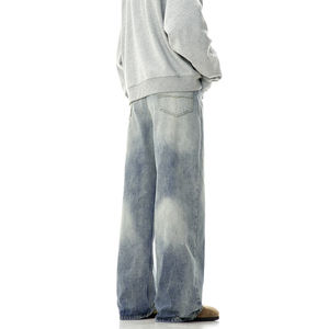 Pantalones Holgados Personalizados para Hombre, Jeans Anchos de Alta Calidad, Estilo Urbano, Tallas Grandes, Jeans Holgados Lavados para Hombre - Product Image 4