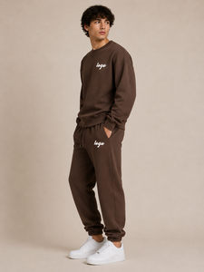 Men's Casual Crew Neck Sweatshirt <b>Set</b> Solid Color Fleece Jogging Pants With Logo Print Autumn Wear 320gsm Cotton French Terry - Product Image 4