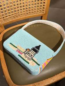 Bolso de Lona Bordado a Mano, Forma Rectangular, Patrón Colorido de Faro, Artesanía de Recuerdo - Product Image 5