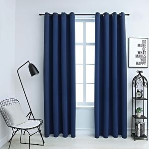 Blu Navy 54 "x 63" tende oscuranti tessuto con anelli Set 2 pezzi - Product Image 1