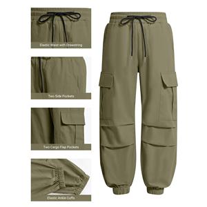 Pantalones Deportivos Casuales de Primavera para Hombre, de Cintura Alta, Transpirables, de Poliéster/Algodón, con Múltiples Bolsillos, Tipo Cargo, de Secado Rápido - Product Image 4
