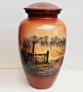 Urna de recuerdo de aluminio personalizada al por mayor, urna de cremación grande para cenizas humanas y de mascotas, suministros funerarios con impresión en ángulo - Product Image 4