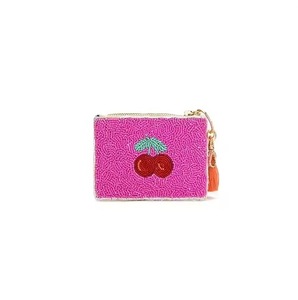 Monedero de algodón con cuentas y conchas CRYSTAL CRAFT, tamaño mini, hecho a mano, estilo bohemio, con correa para la muñeca, cierre de cremallera, unisex, color verde azulado para blanco - Product Image 2