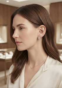 Boucles d'oreilles tendance en or rose avec fleurs et diamants de laboratoire, en or massif 9 carats plaqué rhodium pour femme, idéales pour les fêtes, les mariages et le quotidien, qualité VS1 - Product Image 2