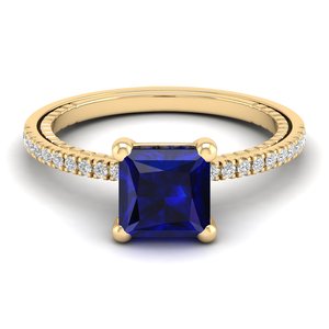 Bague REYES, dernier design, or 14 carats, diamant certifié IGI avec saphir bleu, pour femmes, bijoux fins faits à la main, cadeaux. - Product Image 6