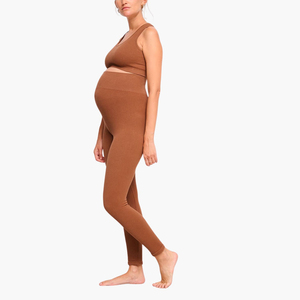 Conjunto de Yoga de Maternidad de Cintura Alta Personalizado al por Mayor, de Secado Rápido y Absorción de Humedad, Sujetador Deportivo y Pantalones para Fitness para Mujer - Product Image 2