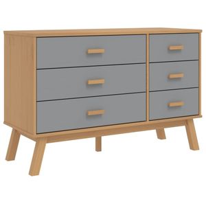 Commode en bois de pin massif, collection de tiroirs gris et marron - Product Image 2