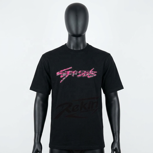 T-shirts personnalisés pour hommes 100 % coton, coupe épaules tombantes avec broderies en satin sur mesure, nouveau style 2026, look premium - Product Image 2