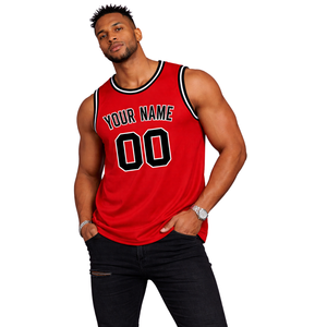 Camiseta de béisbol personalizada para hombre SYBOC INDUSTRY, camisa deportiva con botones y rayas rojas y negras, nombre del equipo, número 100% poliéster - Product Image 1