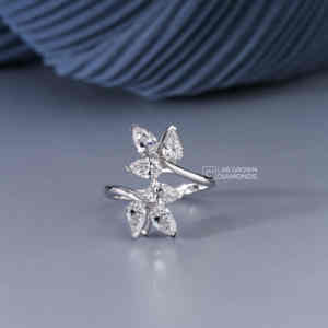 Anillo de Oro Rosa de 14 Quilates con Diamante Cultivado en Laboratorio con Corte Pera, Anillo de Boda de Lujo para Mujer con 6 Piedras de Calidad VS EF, 2.09ctw - Product Image 2