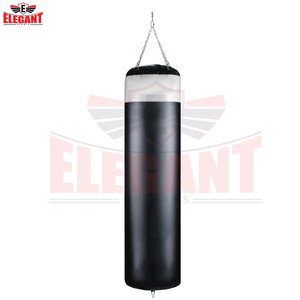Sac de frappe vintage bicolore en cuir véritable noir avec détails tressés en haut et chaîne de suspension en acier pour arts martiaux mixtes - Product Image 2