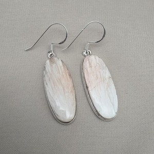 Boucles d'oreilles en argent sterling 925 avec scolecite rose naturelle, pierres précieuses longues et douces, bijoux faits à la main, vente en gros - Product Image 6