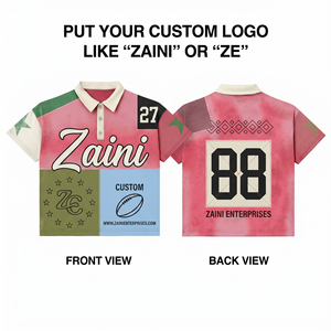 Polo para Hombre, 220 GSM, Poliéster Interlock Premium, Bloques de Color Rosa y Verde, Personalizable con Sublimación, Bordado, Impresión de Logotipo, OEM - Product Image 1