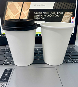 Vaso de Papel Desechable Ecológico GREEN NEST de Pared Simple de PE para Bebidas Calientes/Frías (Café/Té) - Diámetro y Logotipo Personalizables - Product Image 1