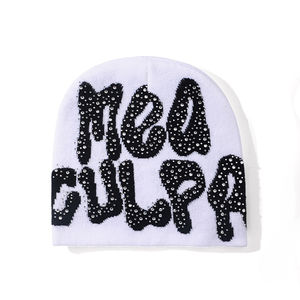 Hot Selling Unisex Street Style Knitted Beanie <b>Caps</b> With Rhinestone Casual <b>Winter</b> Warm Lightweight Breathable Skull <b>Caps</b> - Product Image 2