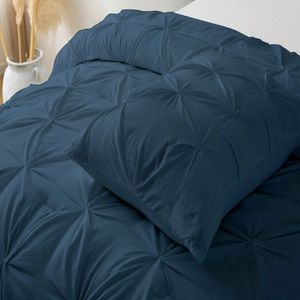 King Comforter Set with 1 Down Alternative Comforter and 2 Pillow Shams 3 Piece Pintuck Navy Bedding Set Ultra Comfortable - Product Image 2