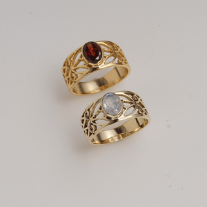 Garnet Filigree <b>Statement</b> <b>Ring</b> Gold Plated Brass Handmade Oval Red Gemstone <b>Ring</b> Elegant Designer <b>Ring</b> For Women - Product Image 6