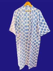 Magnifique kimono long en coton tissé à la main, luxueux, avec ceinture à nouer, robe de nuit pour l'été/le printemps, imprimé floral pour femmes - Product Image 4